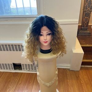Woman Blonde lace front wig with baby hair curly hair blonde hair hair